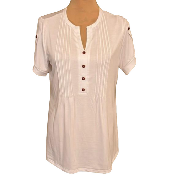 Tops - White V-neck tunic top size medium